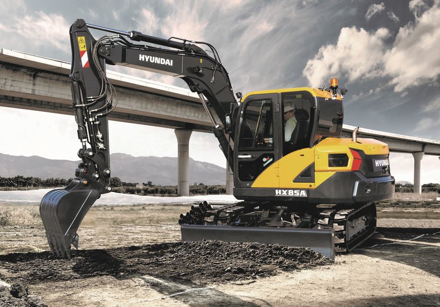 Exceptional power from the new compact Hyundai HX85A midi excavator